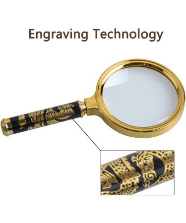 High-Powered Handheld Glass with LED Lights HD Elderly Children Students Reading Mobile Phone Repair Mini Portable 90MM Extra Large Lens Enlargement Mirror Gold Good Times - Buy Online on GoSupps.com
