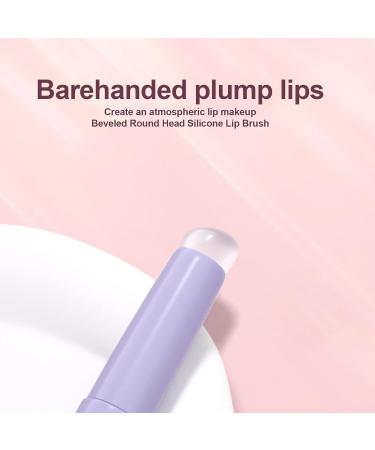 Silicone Lip Brush Set Reusable Angled Round Head Brushes For Perfect Lipstick Balm And Gloss Application Purple - Buy Online on GoSupps.com