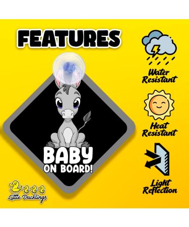 2pcs Baby on Board Car Warning Sticker Set with Suction Cups - Donkey Design - Buy Online on GoSupps.com