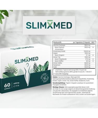 SlimxMed Premium Capsules - Slim Caps with Ginger Green Tea & Green Coffee - Trusted by Athletes - Quality Tested in Germany (300) - Buy Online on GoSupps.com