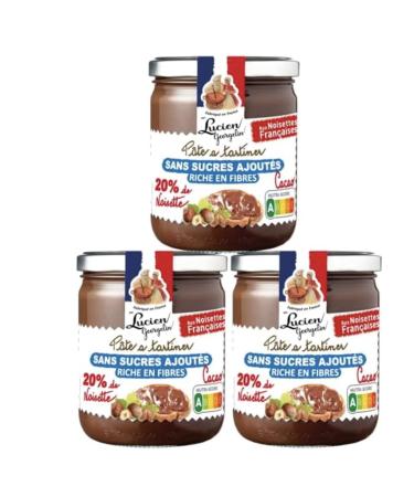 Lucien Georgelin Nutriscore A Hazelnut Chocolate Spread No Sugar Added Set of 3 Jars 400g