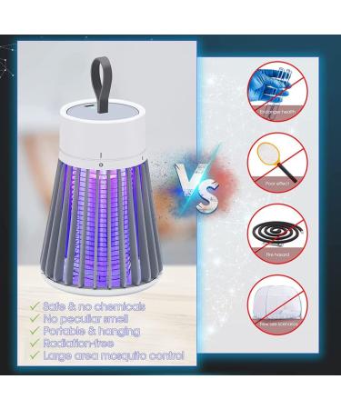 Mosquito Killing Lamp Mosquito Lamp Rechargeable Light Mosquito Trap Click Mosquito Lamp with Hanging Loop for Home Bedroom Outdoor Camping Grey - Buy Online on GoSupps.com