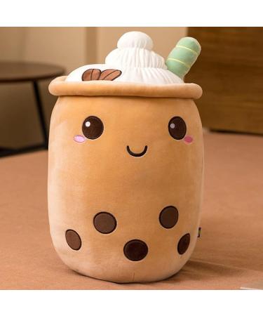 Hpory Bubble Tea Plush Pillow - Boba Milk Tea Cup Soft Toy with Strawberries - 23cm Brown Kids Stuffed Throw Pillow - Buy Online on GoSupps.com