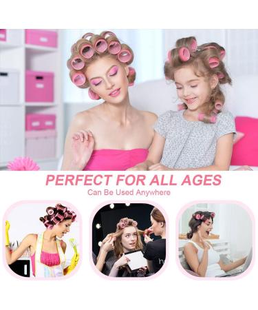 URAQT Hair Rollers Set - 18 Pcs Hair Curlers Styling Kit with Pins - No Heat Damage DIY Hair Styling Tools - Pink - 24pcs - Buy Online on GoSupps.com