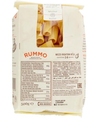  Italian Gourmet E.R. Rummo Mezzi Rigaton N. 51 Durum Wheat Semolina Pasta 500 g + Box Italian Gourmet Tomato Pulp 400 g - Buy Online on GoSupps.com
