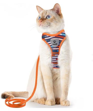 Supet cat dishes and line set set of fleeing kitten kitten. Cat vested tableware with reflex stripes universal cat leash and dishes for cats/puppies M m (breast size: 28 - 46 cm) orange stripes - Buy Online on GoSupps.com