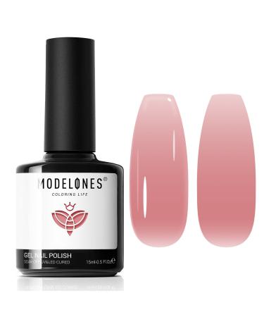 Modelones Jelly Gel Nail Polish 15ML Jelly Pink Translucent Sheer Nude Colors Neutral Skin Tone Gel Polish Milky Clear Ice Pink Soak off UV LED Cured at Home Salon DIY French Manicure Nails Art Jelly Neutral Pink
