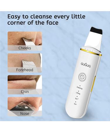 GUGUG Skin Scrubber Blackhead Remover | 4 Modes Pore Spatula for Deep Cleansing | Facial Skin Spatula - White - Buy Online on GoSupps.com
