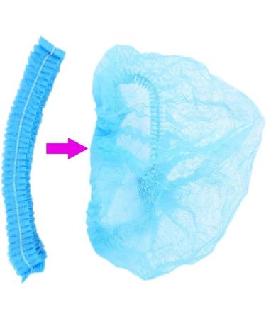 100 Pcs-21 Bouffant Disposable Hair Net Caps Bundle with Gloves - Blue (21 Inch) | For Microblading, Tanning, Food Service, Sleeping - Buy Online on GoSupps.com