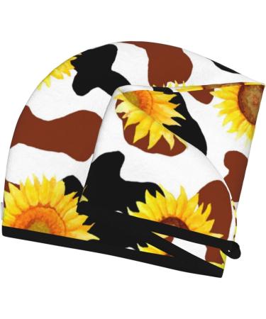 Sunflower Cow Microfiber Hair Towel - Soft Super Absorbent Wrap for Women | Quick Dry Coral Velvet Hair Cap for Long Curly & Thick Hair - Buy Online on GoSupps.com
