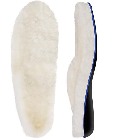 WALKHERO Sheepskin Arch Supports Orthotics Insoles Cozy & Fluffy Premium Sheepskin Insoles Soft and Light Natural Sheep Wool Fleece Insoles Mens 6 -6 1/2 | Womens 8 -8 1/2 002white