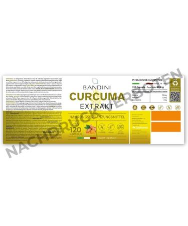 Buy Bandini Curcuma Extract - 120 Capsules (4-Month Supply) | High Curcumin & Piperine | GMO-Free Vegan Lab Tested - Buy Online on GoSupps.com