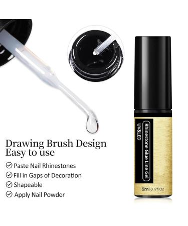 Nail Rhinestone Glue Gel Solid Nail Glue Gel Soak off Gel Clear No Wipe Adhesive Nail Art Gel Glue for Rhinestones Crystal Resin Gems Diamonds Jewelry Gel Nail Polish Decoration - Buy Online on GoSupps.com