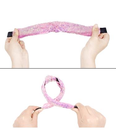 Candgirl Boho Knotted Headbands 12Pcs - Wide Fashion Hair Bands for Women & Girls | Glitter Sequin, Elastic Hair Accessories - Buy Online on GoSupps.com