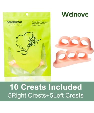 Welnove Hammer Toe Crests Pads - 10 PCS Gel Toe Straightener for Pain Relief - 3 Loop Beige Cushion Support - Buy Online on GoSupps.com