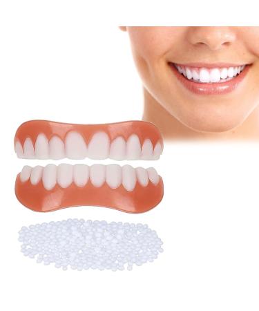 Wttfc 2 pairs of dentures direct veneers dentures whitening cosmetic temporary tooth covering top and bottom or women men get a confident smile back