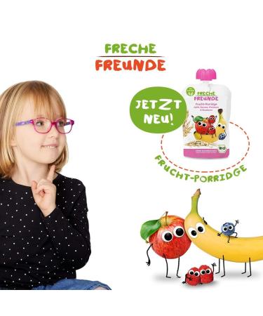 Cheeky Friends Bio Quetschie Fruit Porridge - Vegan Gluten-Free Apple Banana Raspberry & Blueberry (12 x 100g) - Perfect for Babies & Children (6 Months+) - Buy Online on GoSupps.com