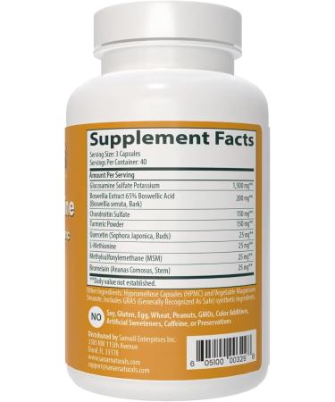 Sanar Naturals Glucosamine Chondroitin MSM Turmeric - Joint Support Supplement for Knees, Back, Hands, and Body - Non-GMO, Gluten Free, 120 Capsules - Buy Online on GoSupps.com