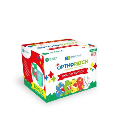 OPTHOPATCH Holiday Edition | Extra Sensitive Adhesive Eye Patches for Infants 70 Pack + 2 Reward Chart Posters