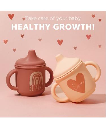 2 Pcs Silicone Sippy Cup Training Cup for Baby 6 Months+ - Spill Proof Sippy Cups for Toddlers - Easy Grip 5 oz - Cute Style - Light & Dark Orange - Buy Online on GoSupps.com