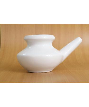2activelife Handcrafted Ceramic Neti Pot for Nasal Cleansing 10 oz White | Ayurvedic Jal Neti Sinus Rinse Tool | Durable Lightweight Dishwasher Safe | Made in India - Buy Online on GoSupps.com
