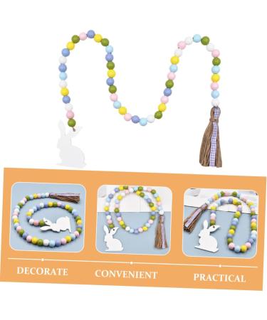 LIFKICH Fringe Decor Ornament Beaded Garland with Tassel Easter Farmhouse Bead Garland Hanging Door Bead Garland Tassel Garland Bead Easter Beaded Garland Wood Rabbit Rope - Buy Online on GoSupps.com