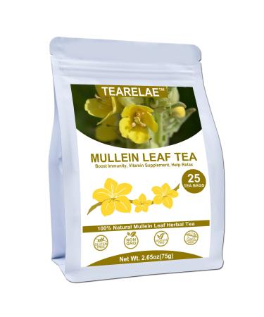 TEARELAE - Mullein Tea Bags For Lungs - 2.65 oz/75g (3g X 25 Bags) - 100% Pure Natural Premium Mullein Leaf Tea - Non-GMO - Caffeine-free - Good For Respiratory System