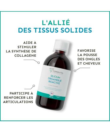 SILICIUM Organique Bio-Activ | Articulations Peau Cheveux et Ongles | Acide Orthosilicique Stabilis par la Choline | 500 ml Liquide | Ar me Naturel Orange | 100% Vegan | Made in France | Terravita - Buy Online on GoSupps.com