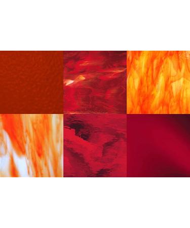 8"x5" RED Variety Pack Stained Glass Sheets (6 Pieces)