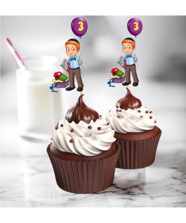 Upsherin - Birthday - Purim Cupcake Decorations | Cupcake Toppers l Toothpick | Pack Of 18 |