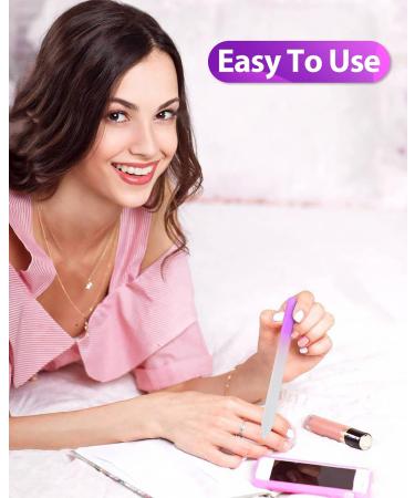 4PC Double Sided Etched Crystal Nail File and Shiner Set - Professional Salon Manicure Tools for Acrylic and Natural Nails - Purple - Buy Online on GoSupps.com