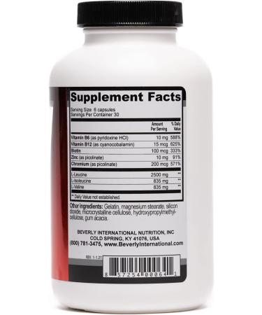Beverly International Muscularity BCAA Formula - 180 Capsules | Branched Chain Amino Acids + Chromium Picolinate | Boost Energy Muscle Recovery & Guard - Buy Online on GoSupps.com