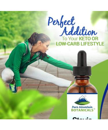 Pure Mountain Botanicals Liquid Stevia Drops - Natural Sweetener - Concentrated Sugar Free Substitute Diabetic Friendly Ideal for Keto Low Carb and Vegan Diet Great Addition to Weight Loss Program 1 Fl Oz (Pack of 1) - Buy Online on GoSupps.com