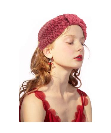 4 Pack Women's Knitted Headbands - Elastic Bow Wool Turban Hair Wraps in Red Gray Black Pink - Stylish Winter Accessories - Buy Online on GoSupps.com