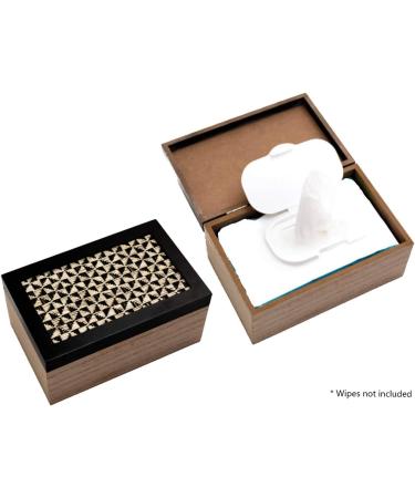 Decorative Wooden Bathroom Wipes Dispenser - 19cm Beige and Black - Buy Online on GoSupps.com