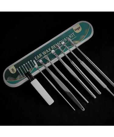 8PCS Premium Stainless Steel Earwax Removal Kit - Easy to Use & Clean | Ear Curette Tools with Brush & Storage Box - Buy Online on GoSupps.com