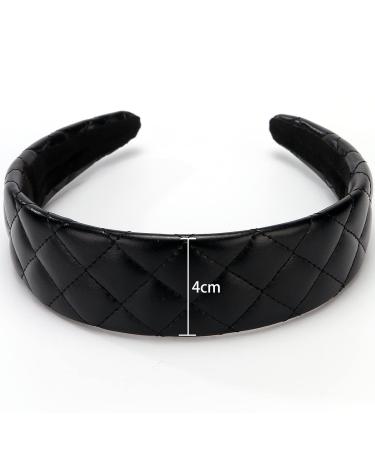 LONEEDY 1.7-Inch Wide Leather Checkered Pattern Headband for Women and Girls - Black - Buy Online on GoSupps.com