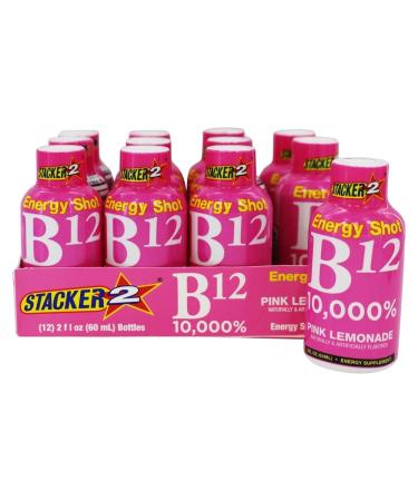 Stacker 2 Pink Lemonade B12 Energy Shot (12 Pack) - Boost Energy Naturally - Buy Online on GoSupps.com