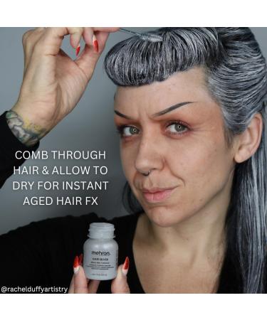 Mehron Makeup Hair Silver with Brush - 1 oz | Premium Hair Color for Special Effects & Costumes - Fast Worldwide Shipping - Buy Online on GoSupps.com