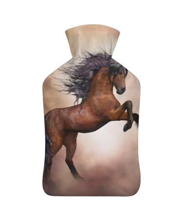 Jumping Horse Hot Water Bottle With Cover Plush Bed Bottle Hand Warmer For Adults And Children 26.5X15.3cm