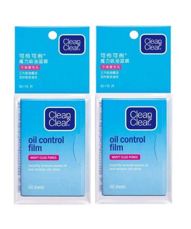 Beauty Kate Compatible Oil Control Film Replacment for Clean & Clear Oil-absorbing Sheets,2 Pack (120 sheets) Makeup Friendly High-performance Handy Face Blotting Paper for Oily Skin