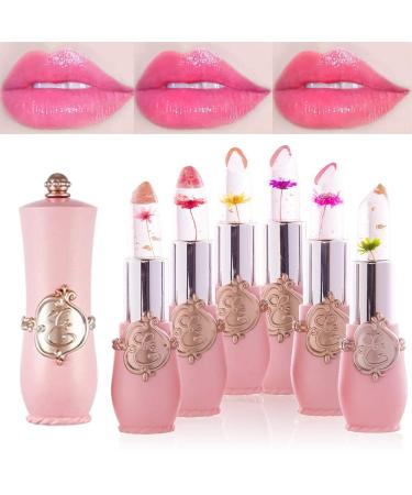 2Pcs Crystal Flower Jelly Color Changing Lipstick with Real Flowers - Prime Lip Color Change Magic Lip Gloss | PH Glitter Jelly Lipstick - Buy Online on GoSupps.com