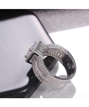 Princess Cut CZ Halo Engagement Ring | Cubic Zirconia Promise Band for Women | Size 9 - Buy Online on GoSupps.com
