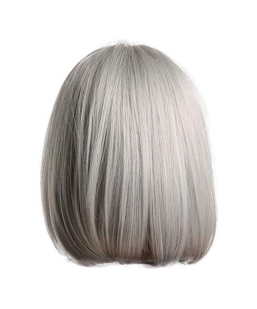 Wig Women Short Bob Silver Long Synthetic Cosplay Brazilian Curly Party Women Straight Hair 50s 60s 70s 80s