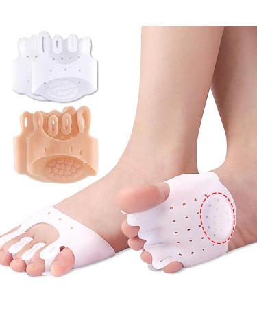 Jhtsole Toe Separator & Spacers - Cushioned Toe Slippers for Bale & Hammer Toes - 2 Pairs (White + Beige) | Comfort & Forefoot Support - Buy Online on GoSupps.com