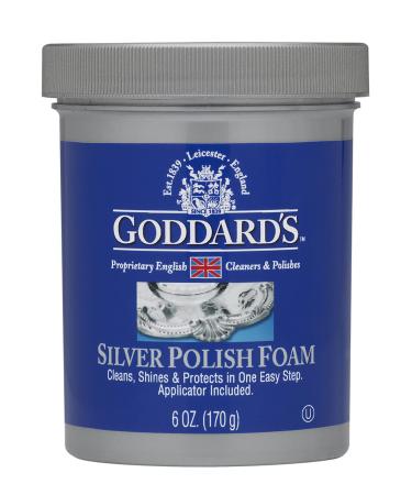 Goddards Silver Polish Foam  Silver Jewelry Cleaner for Antiques, Accessories, Ornaments & More  Silver Cleaner for Silverware Protection  Tarnish Remover for Jewelry w/Sponge Applicator (6 oz)