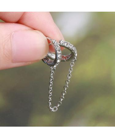 Boho Double Chain Hoop Earrings | Gold & Silver CZ Rhinestone Huggies | Punk Dangle Jewelry for Women & Girls - Buy Online on GoSupps.com