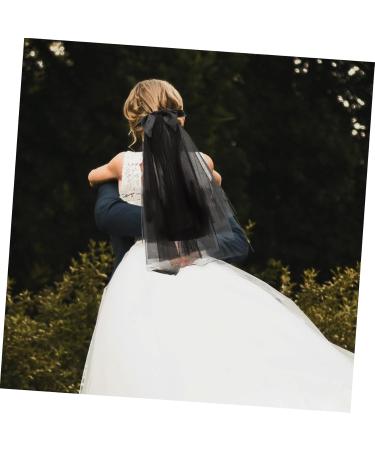 Housoutil polyester Shawl style wedding bride accessories for bachelorette party decorate wedding dresses bow veil accessories bride veil double layer satin wedding veil hair comb - Buy Online on GoSupps.com