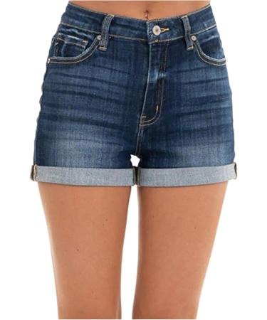 High-Waist Navy Medium Women's Slim Fit Bell Bottom Shorts Jeans - Buy Online on GoSupps.com