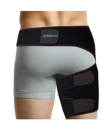 Bodymate Hip Brace for Sciatica Pain Relief | SI Belt/Sacroiliac Belt | Hip Pain| Compression Wrap for Thigh, Hamstring, Joints, Arthritis, Pulled Muscles | For Men, Women (Medium, Hip 32 - 44")